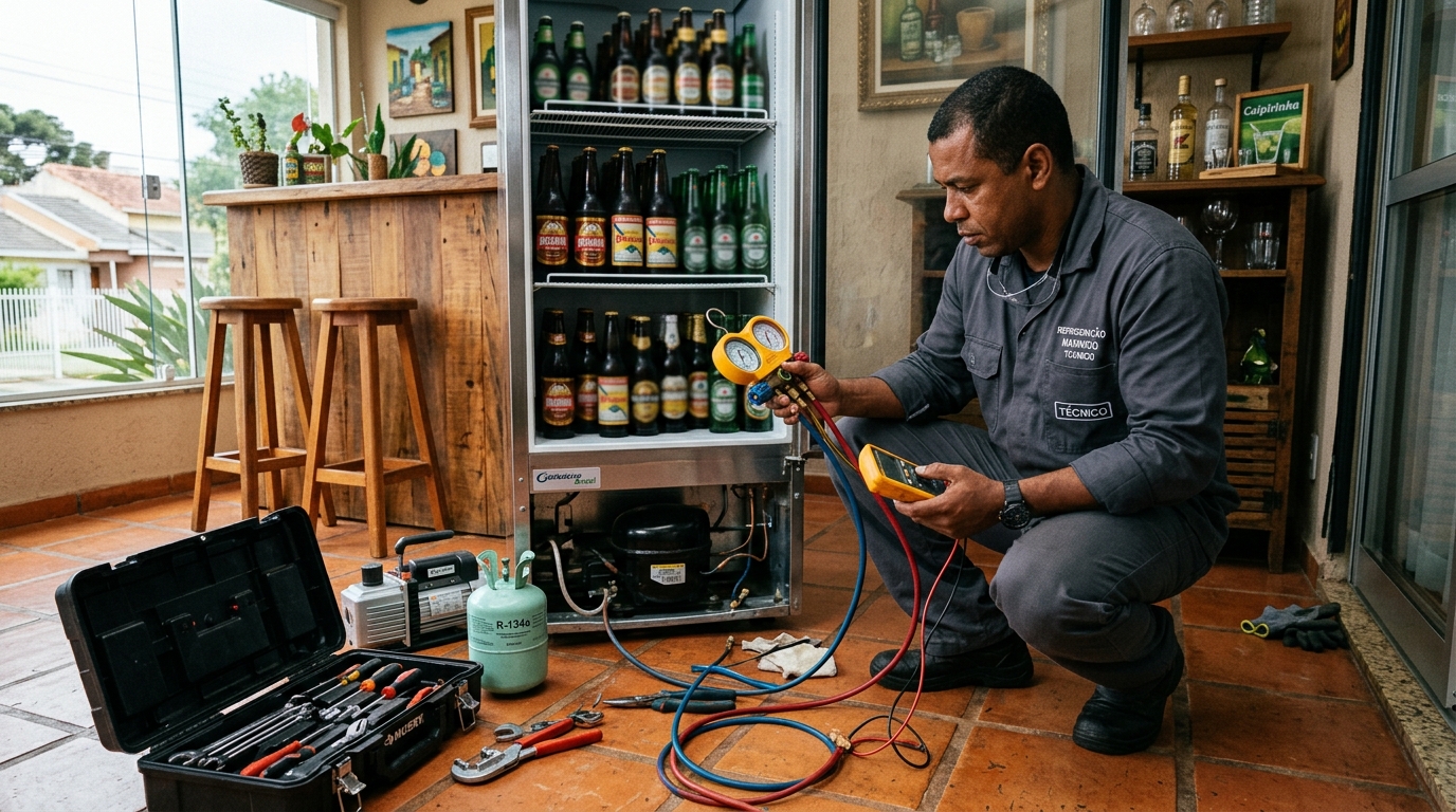 Técnico de conserto de cervejeira em residência em Santa Maria‑RS